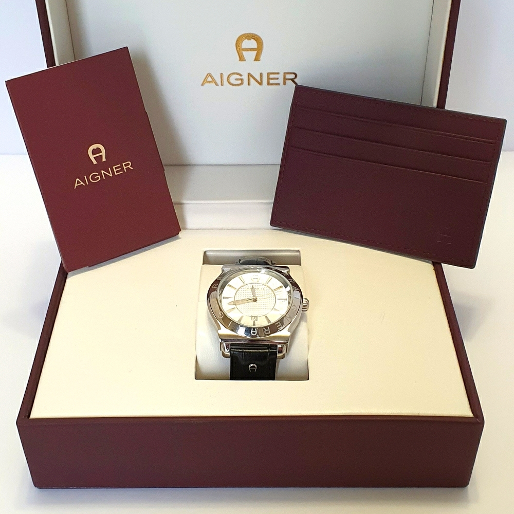 New Aigner Bolzano A24100 Men's Watch with Leather